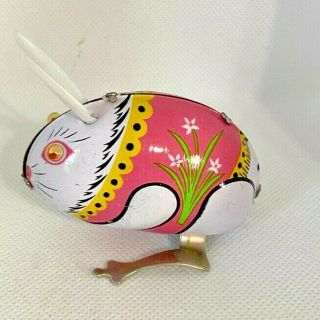 Jumping Bunny Rabbit Clockwork Wind Up Metal Tin Mechanical Toy Litho Ms083 P5
