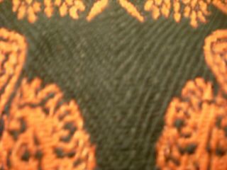 Vintage Mid Century Woven Wool & Cotton Heavyweight Bedspread,  Cherubs,  Fringes 3