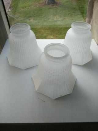 (set Of 3) Vintage Mini Hobnail Frosted Glass Light Shade 4 "
