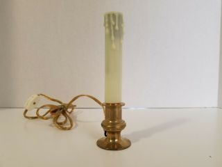 Vintage Solid Brass Electric Candle Lamp 120v W/ On - Off Switch 6 3/4 " Tall