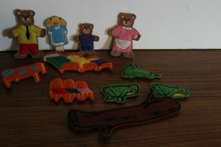 Vintage Goldilocks And The Three Bears Play Set Fabric & Plush Figures