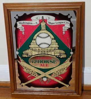 Vtg 1960 Genesee 12 Horse Ale Beer Mirror Baseball Sign Washington Dc Baseball