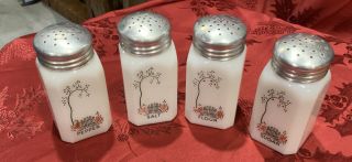 Vintage 1930’s Milk Glass Sugar,  Flour,  Salt & Pepper Shakers