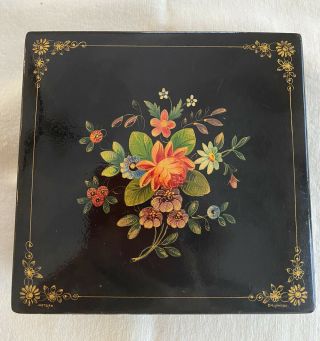 Vintage Russian Mstera Large Hand Painted Lacquer Box.  Signed