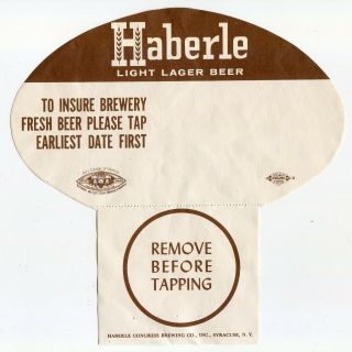 Scarce Old Haberle Light Beer Keg Label Haberle Congress Brewing Co.  Syracuse Ny