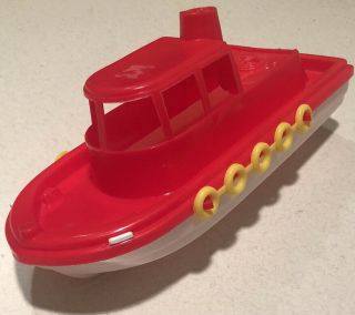 Vintage Gay Toys Inc 12 " Red & White Plastic Ship Tug Boat Cruiser 690,  Usa