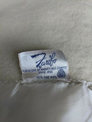 Vintage Faribo 100 Wool Cream Blanket Faribault Woolen Mill co 2