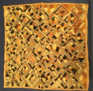 Vintage Authentic African Kuba Cloth 17” Square West African/republic Of Congo