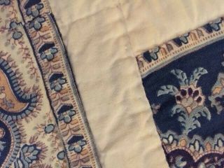 1900s Vintage Shades of Blue Patchwork Hand quilted Quilt - 95 X 94 