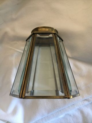Brass Beveled Glass Lamp Light Shade Ceiling Fan Chandelier 6 - Sided