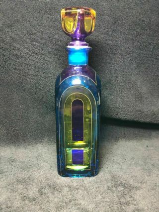 Vintage Bicchielli Art Glass Decanter In Stained Glass Design 11 1/2 Tall