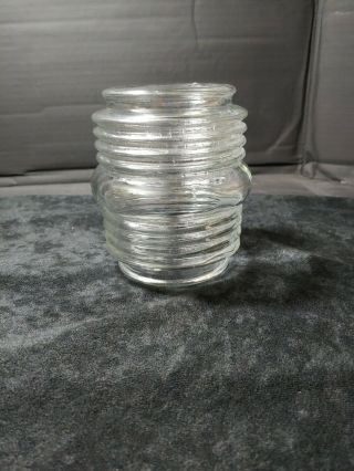 Vintage Ribbed Porch Ceiling Clear Glass Jelly Jar Light Shade 3 " Fitter