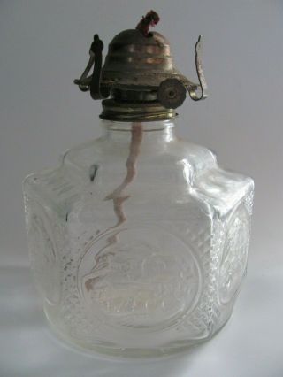 Vintage Lamplight Farms Clear Glass Oil Lamp With Wick - Horse & Buggy