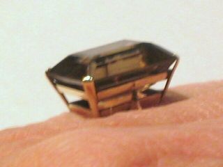 Vtg 1920 ' s 20ct Smokey Topaz Emerald Cut Ring.  925 Sterling Silver 6.  6g Sz 5.  75 2