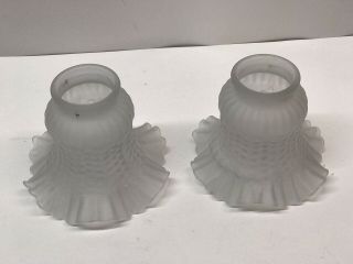 2 Vintage Frosted Ruffle Glass Light Lamp Ceiling Fan Chandelier Sconce Shades