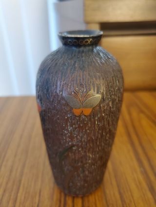 Japanese Tree Bark (Totai) 19th Century Cloisonne on porcelain vase. 3
