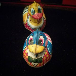 Vintage Tin Toys Seal With Ball And 2 Ducklings