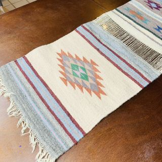 Vintage Hand Made Native American Wool Rug/Table Runner Southwestern 3