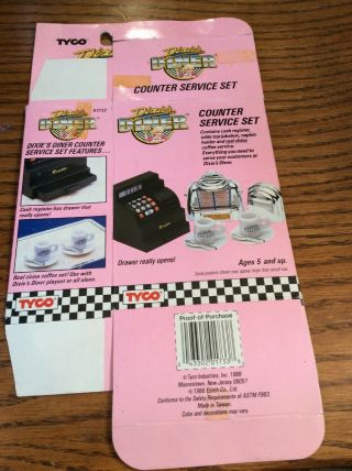 Vintage 1989 Tyco Dixie’s Diner Accessory Counter Service Set Empty Box