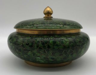 Vintage Chinese Jingfa Cloisonné 5 " X 3.  5 " Bowl With Lid Floral Enamel Brass
