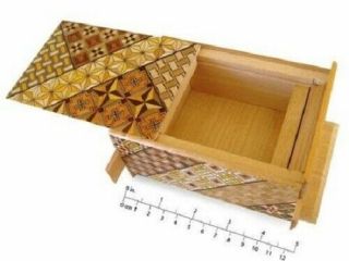 Japanese Yosegi Puzzle Box Samurai Wooden Secret Trick Box 4 Sun 7 Steps Hk - 122