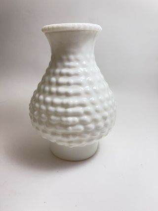 Vintage White Hobnail Milk Glass Hurricane Lamp Shade Globe Chimney 7” Tall