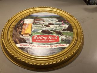 Rolling Rock Premium Beer Sign Round Plastic Vintage 1970’s?