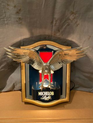 Vintage Michelob Light Beer Flying Eagle Lighted Sign Wall Man Cave Budweiser 87