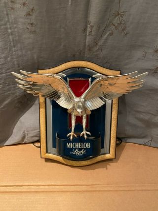 Vintage Michelob Light Beer Flying Eagle Lighted Sign Wall Man Cave Budweiser 87 2
