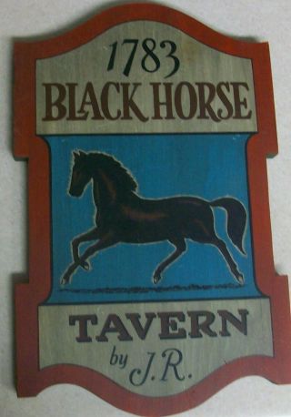 1783 Black Horse Tavern Thick Wood Wooden Sign Plaque By J.  R.  Beer Breweriana