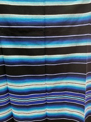 TWO PIECE SARAPE SET,  5 ' X 7 ',  Mexican Blanket,  HOT ROD,  Covers,  XXL,  BLUE - BLACK 2