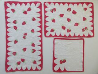 17 Piece Vintage 50s 60s Strawberry Fruit Linen Tea Towel Placemat Cloth Napkin 3