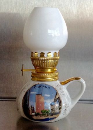 Vintage Lefton Miniature Oil Lamp Hand Painted 5989 Chicago