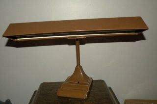 Vtg Mcm Underwriters Art Deco Goose Neck Desk Table Brown Metal Lamp