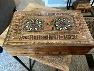 Mosaic Inlay Wood Jewelry Trinket Inlaid Box
