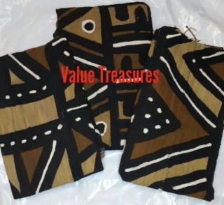 Authentic African Mud Cloth Fabric Mali Approx 45”x63” 4 Color Bambara Mudcloth