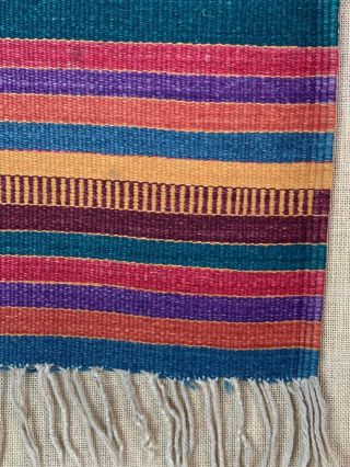 Vintage 40 x 23 Mexican Serape Saltillo Wool Kilim Weaving Rug Wall Hanging 3