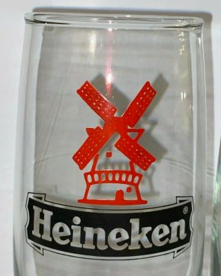Vintage Heineken Beer Glasses - Red Windmill Logo Footed Beer Glasses (Set of 2) 3