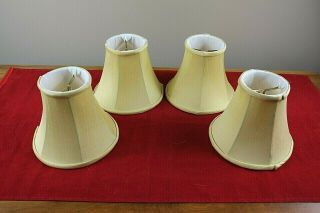 Set 4 Small Linen Lampshades - Butter Yellow - 5.  25 " Tall