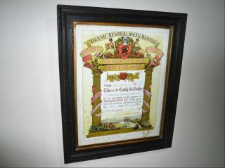 Royal Order Of Buffaloes Grand Australasian Banner 1949 Certificate