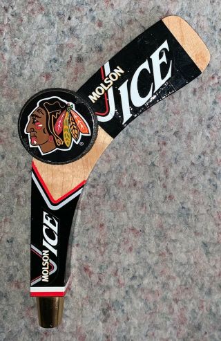 Molson Ice Chicago Blackhawks Beer Tap Handle Rare Vintage Figural Hockey Stick