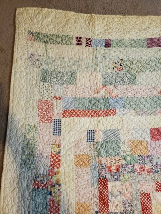 Vintage Hand Made Hand Stitched Multi Color 78x67 Quilt Repair Cutter or Display 3