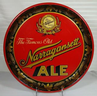 Narragansett Ale Tin Litho Serving Tray Cranston Rhode Island Ri Brewing Beer