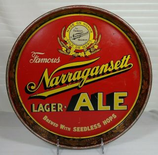 Narragansett Beer & Ale Tin Litho Serving Tray Cranston Rhode Island Ri Brewing