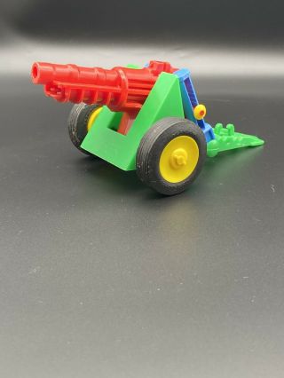 Vintage Nosco Cannon Artillery Plastic Toy Green Red With Hard Rubber Wheels