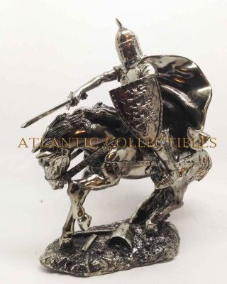 Medieval Knight Decorative Figurine Horseman Statue 8 " Tall Sword Cavalry Charge