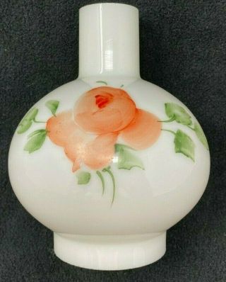 Vintage Hand Painted Milk Glass 6 " Chimney / Lamp Shade Rose