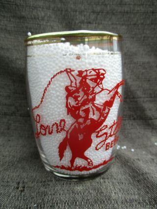 Vintage Small Lone Star Beer Barrel Glass W Cowboy On Horse San Antonio,  Texas