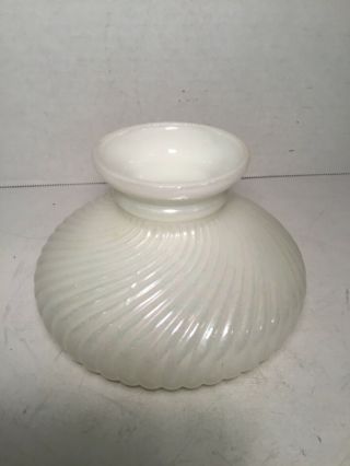 Vintage Kerosene Lamp Chimney,  White Pearlescent Finish,  Swirl,  4 1/2” Tall.