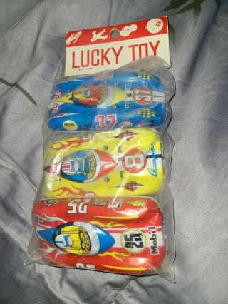 Lucky Toy Tin Race Car Pack Of 3 Rare Vintage 1960 